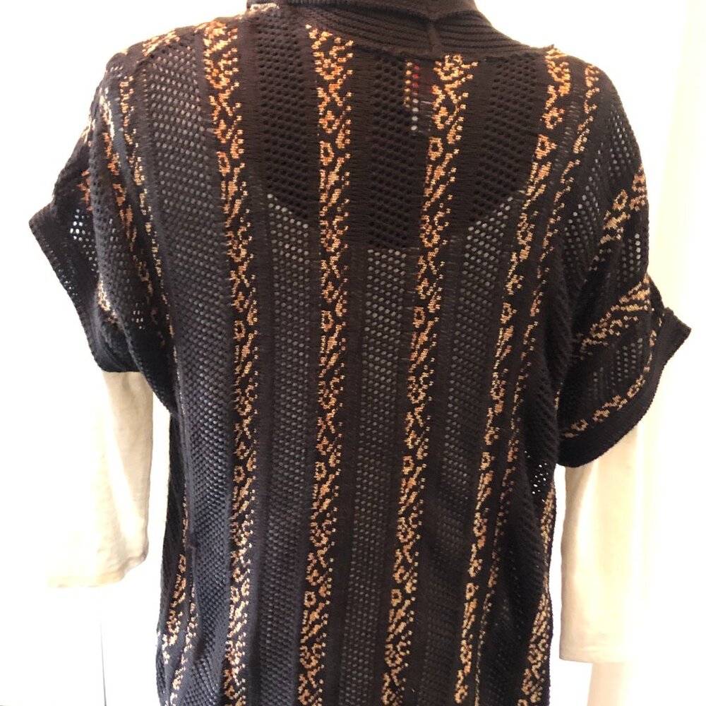Ruby Rd. Black, Gold, Brown Open -Front Knit Swea… - image 3